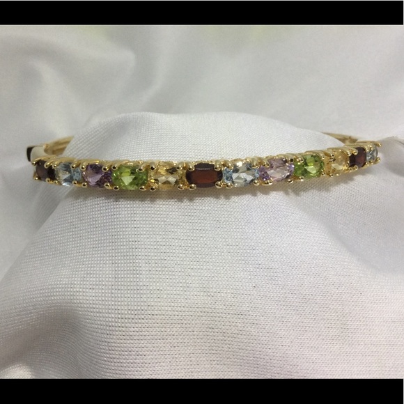 NWT Gemstones 925 Sterling silver bangle bracelet - Picture 1 of 4